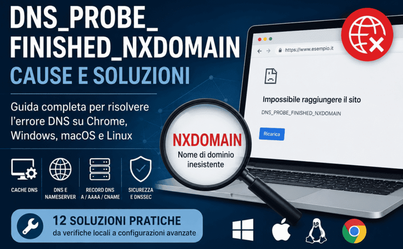 DNS_PROBE_FINISHED_NXDOMAIN: cause e soluzioni
