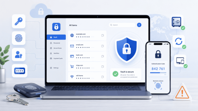 Password Manager: vantaggi, rischi e come scegliere quello giusto Password manager con cassaforte digitale, autenticazione a due fattori e protezione delle credenziali