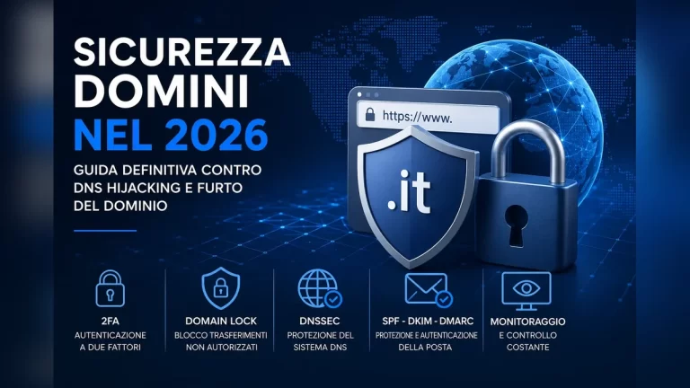 Sicurezza domini nel 2026 contro DNS hijacking e furto del dominio.