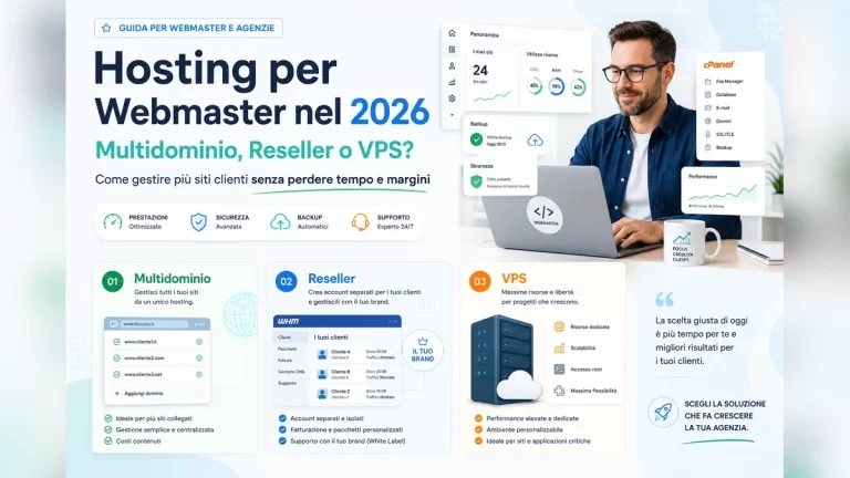 Hosting per webmaster nel 2026: multidominio, reseller o VPS