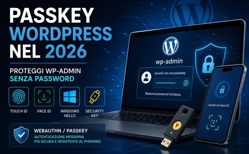 Passkey WordPress nel 2026: Guida Definitiva per Proteggere wp-admin Senza Password