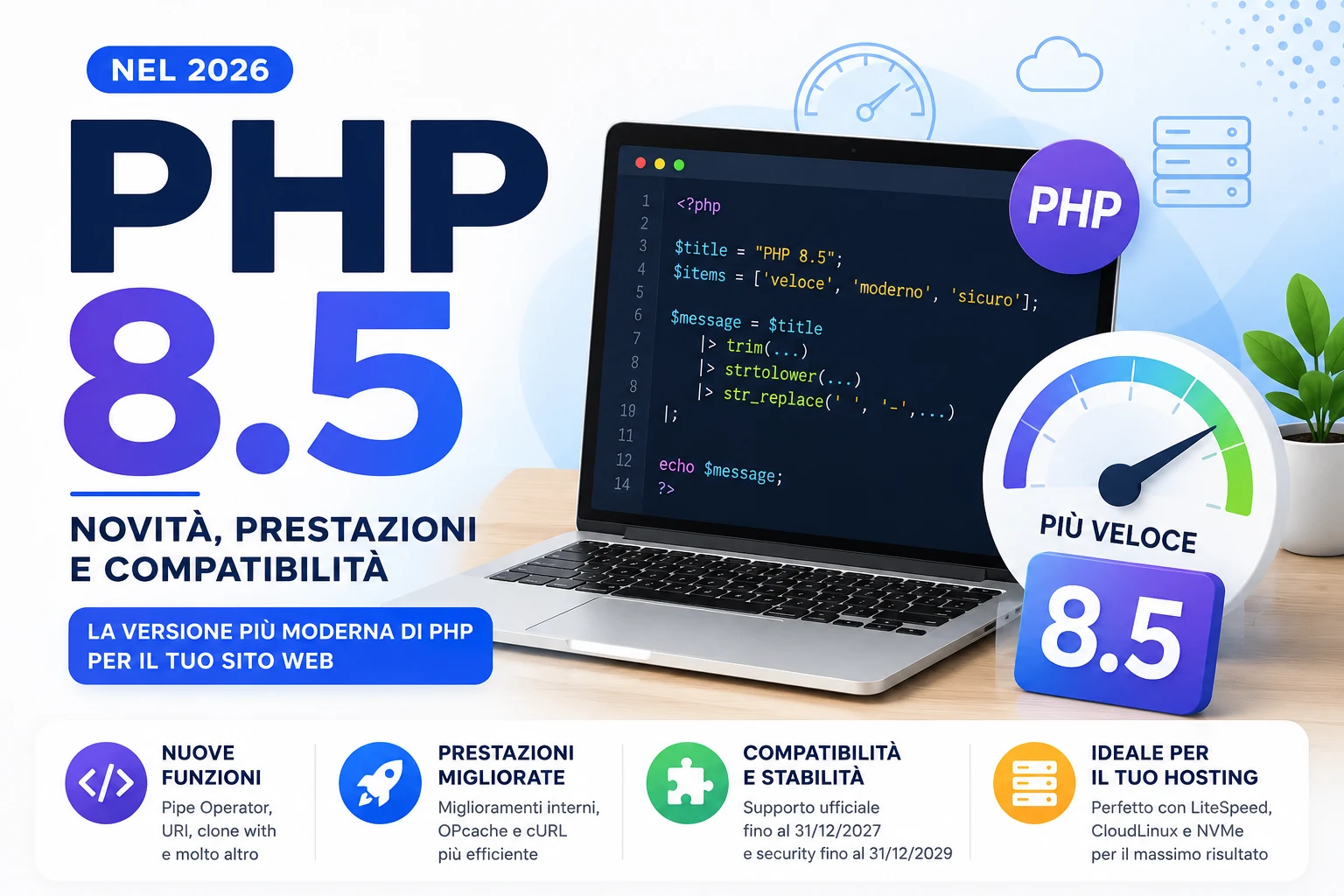PHP 8.5 nel 2026: novità, prestazioni e compatibilità per hosting e siti web