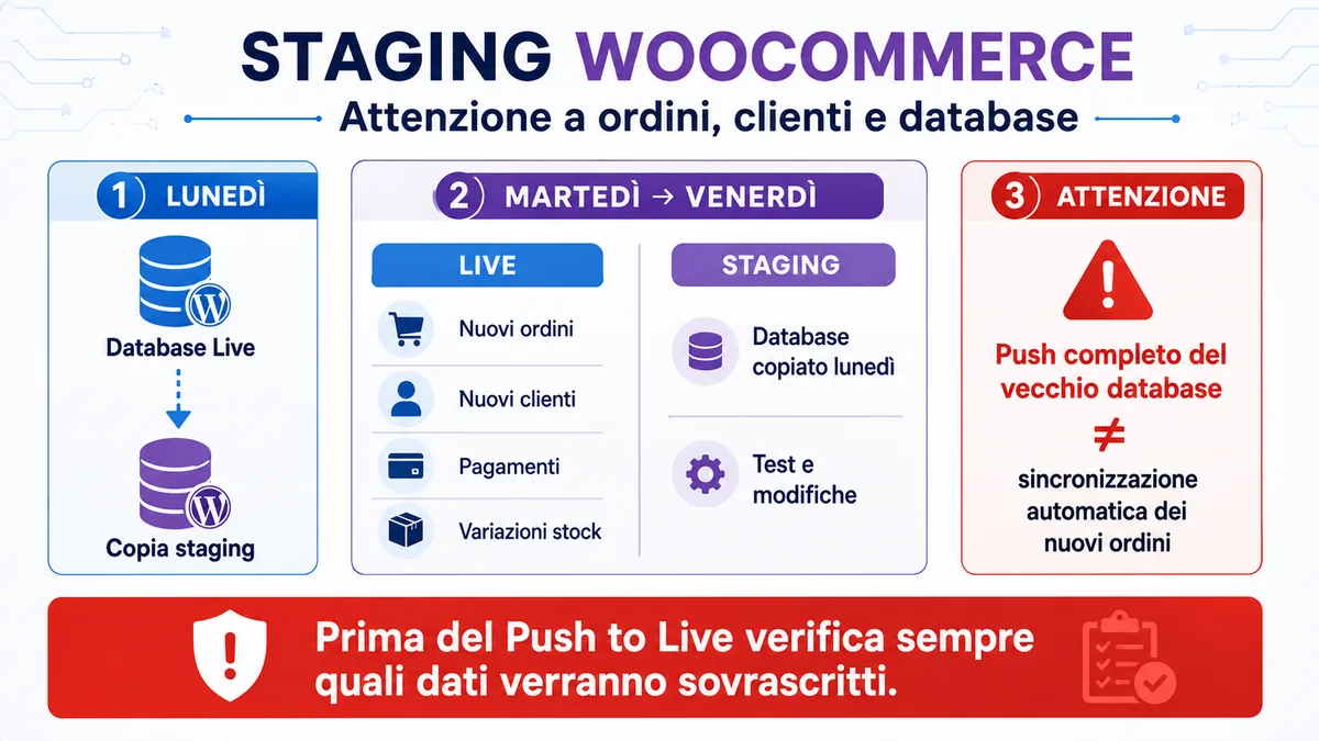 Staging WooCommerce e rischio di sovrascrivere ordini nel database live