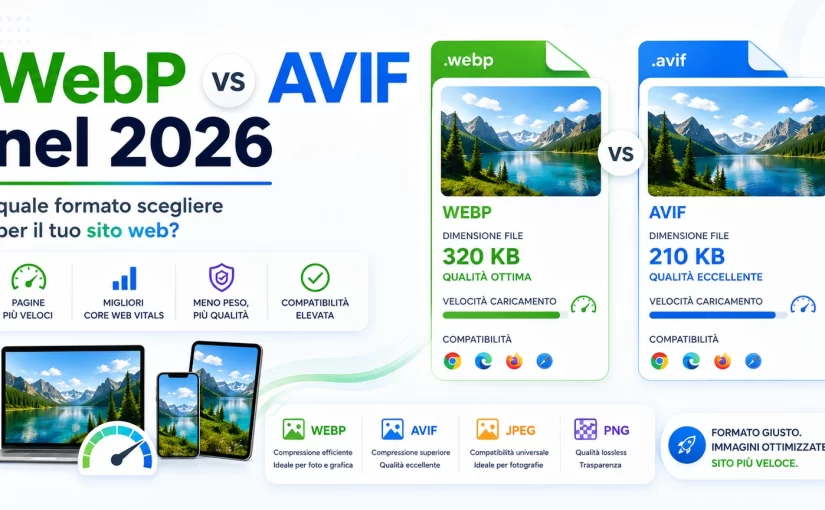 WebP vs AVIF nel 2026: quale formato scegliere?