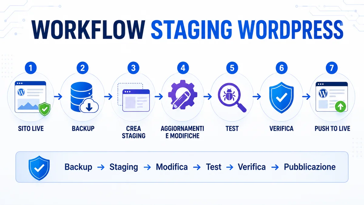 Workflow staging WordPress dal backup al Push to Live