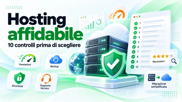 Hosting affidabile con 10 controlli su prestazioni, backup, sicurezza, supporto tecnico e migrazione