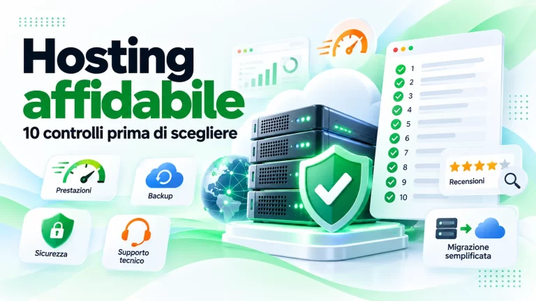 Hosting affidabile con 10 controlli su prestazioni, backup, sicurezza, supporto tecnico e migrazione