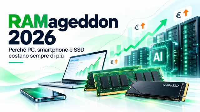 RAMageddon 2026 con aumento dei prezzi di RAM, SSD, PC e smartphone causato dalla crescita dei data center AI