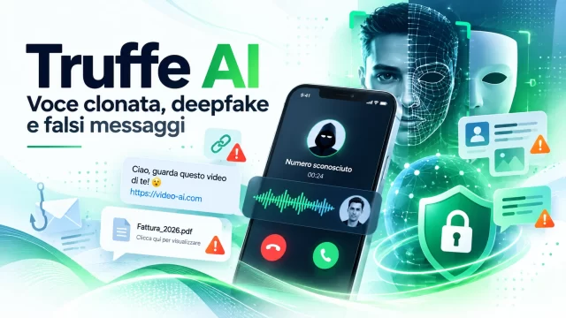 Truffe con l'intelligenza artificiale: come riconoscere voci clonate, deepfake e falsi messaggi nel 2026 Truffe AI nel 2026 con voce clonata, deepfake, falsi messaggi, phishing e telefonate sospette