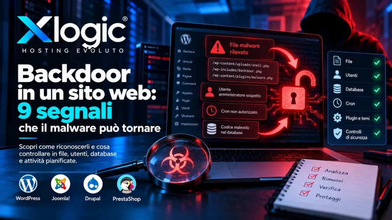 Backdoor sito web con 9 segnali di reinfezione malware e controlli di sicurezza Xlogic