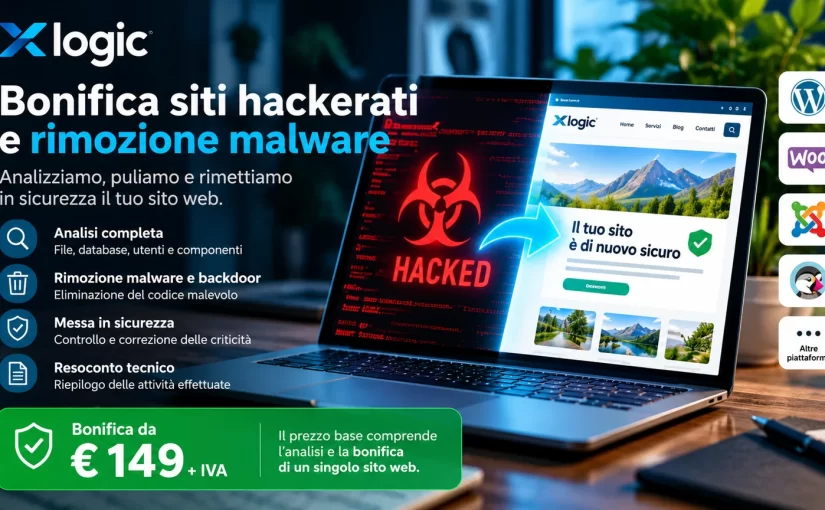 Nuovo servizio Xlogic di bonifica siti hackerati e rimozione malware