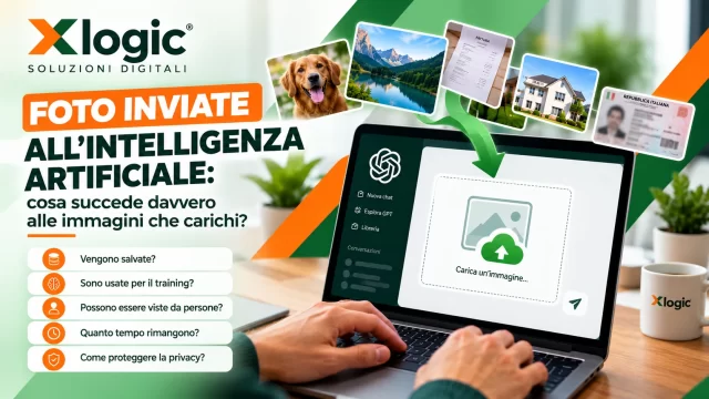Foto inviate all'AI con controlli su privacy, conservazione delle immagini, training, accesso umano e sicurezza dei dati