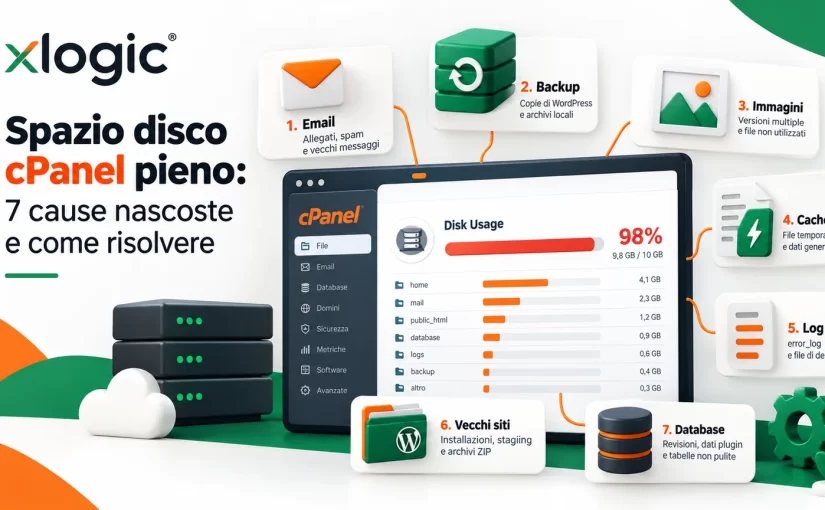 Spazio disco cPanel pieno: 7 cause nascoste e come risolvere