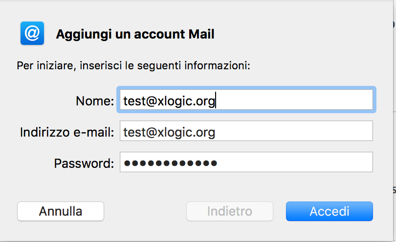 Configurazione Indirizzo Mail Su MAIL Di Apple - FAQ Xlogic Hosting