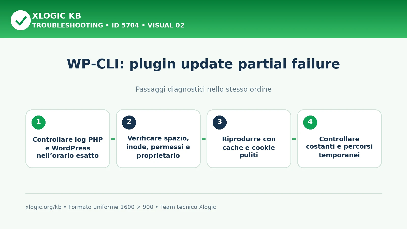 WP-CLI plugin update partial failure: passaggi diagnostici e correzioni