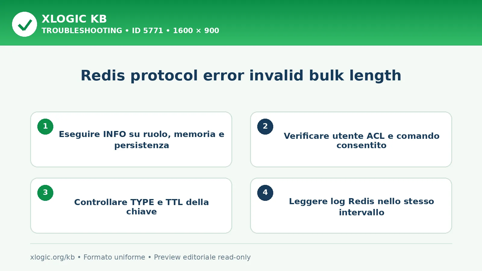 Redis protocol error invalid bulk length: controlli e correzione