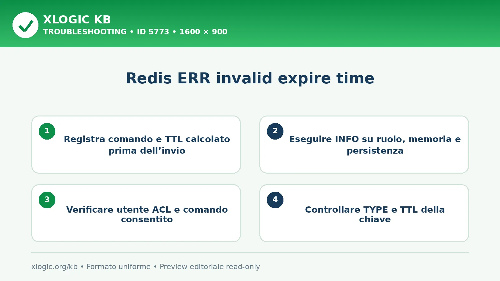 Redis ERR invalid expire time: controlli e correzione
