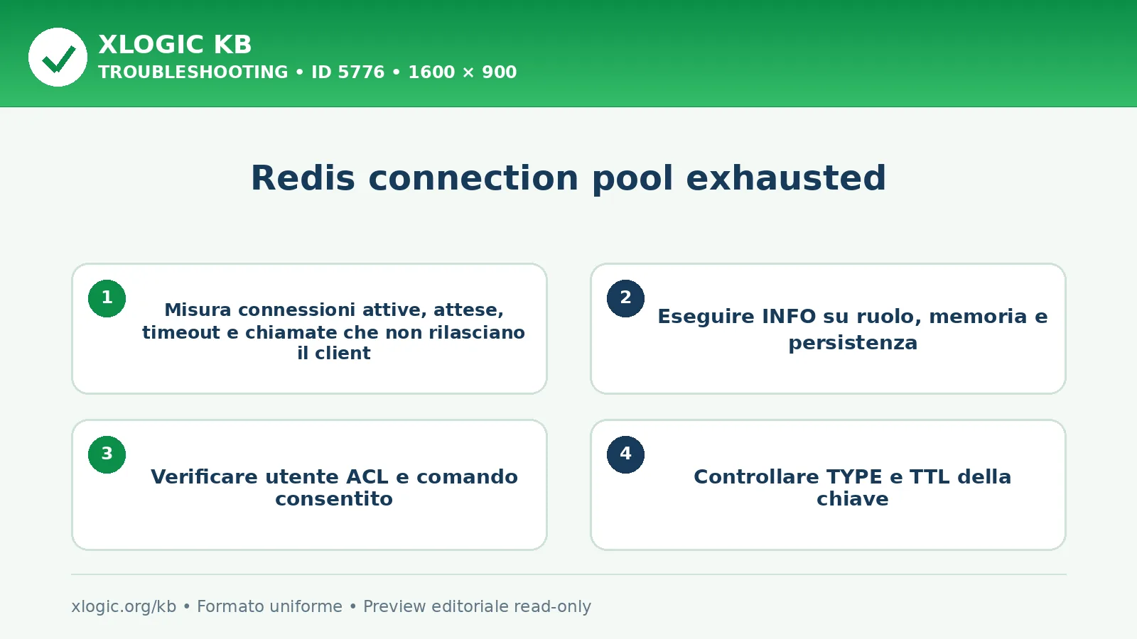 Redis connection pool exhausted: controlli e correzione
