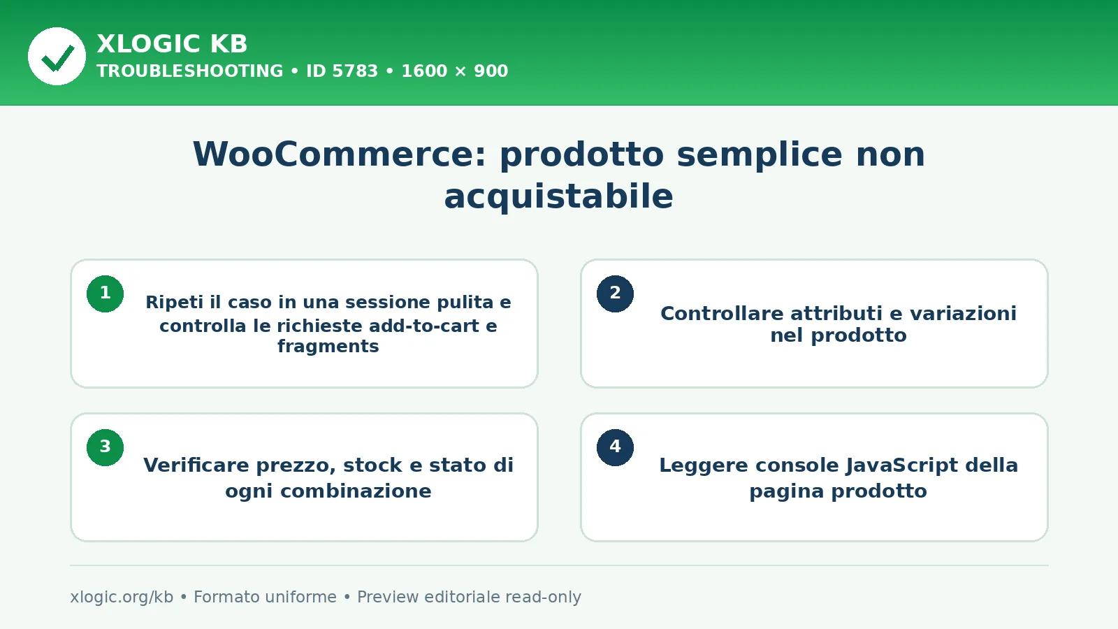 WooCommerce: prodotto semplice non acquistabile: controlli e correzione