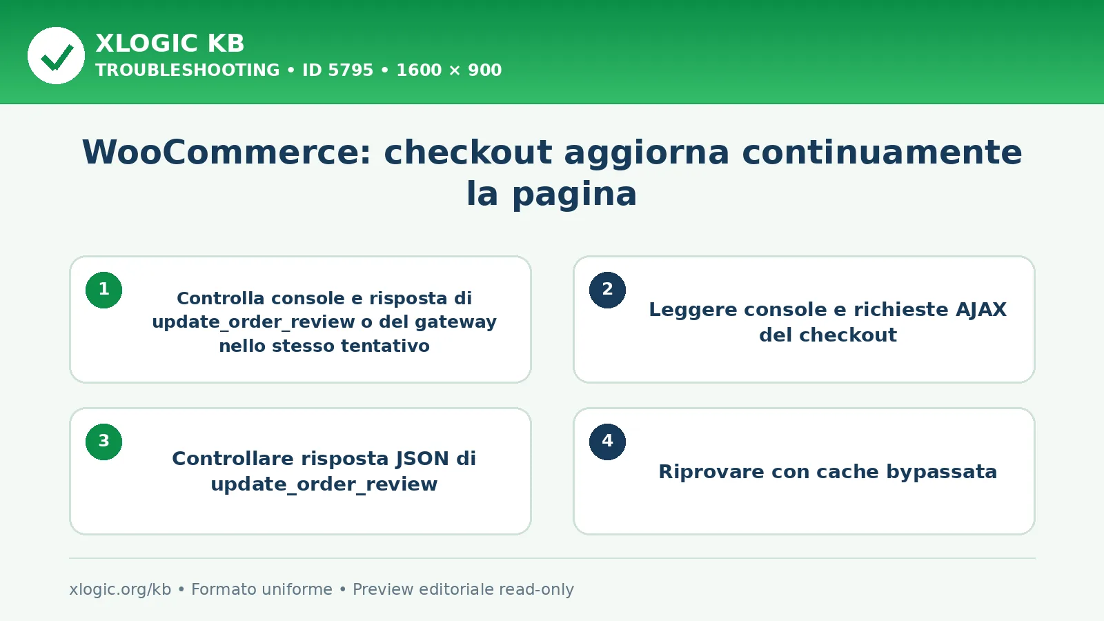 WooCommerce: checkout aggiorna continuamente la pagina: controlli e correzione