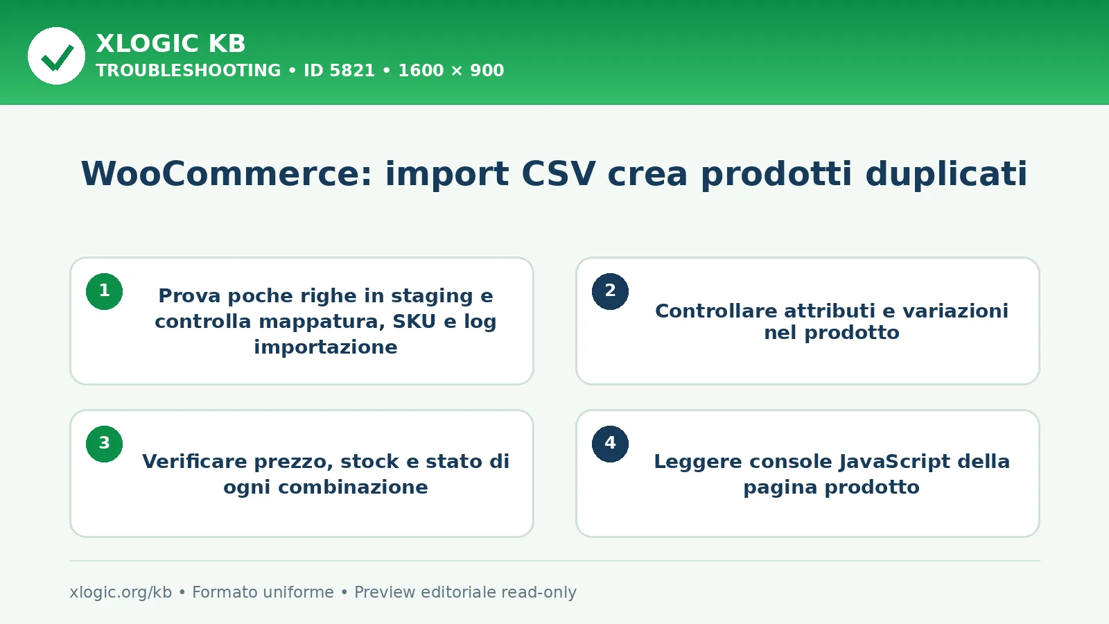 WooCommerce: import CSV crea prodotti duplicati: controlli e correzione