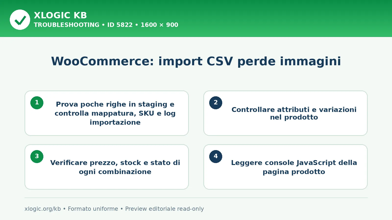WooCommerce: import CSV perde immagini: controlli e correzione