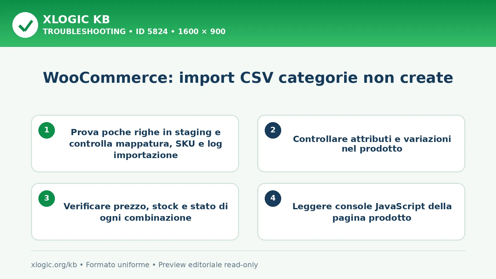 WooCommerce: import CSV categorie non create: controlli e correzione