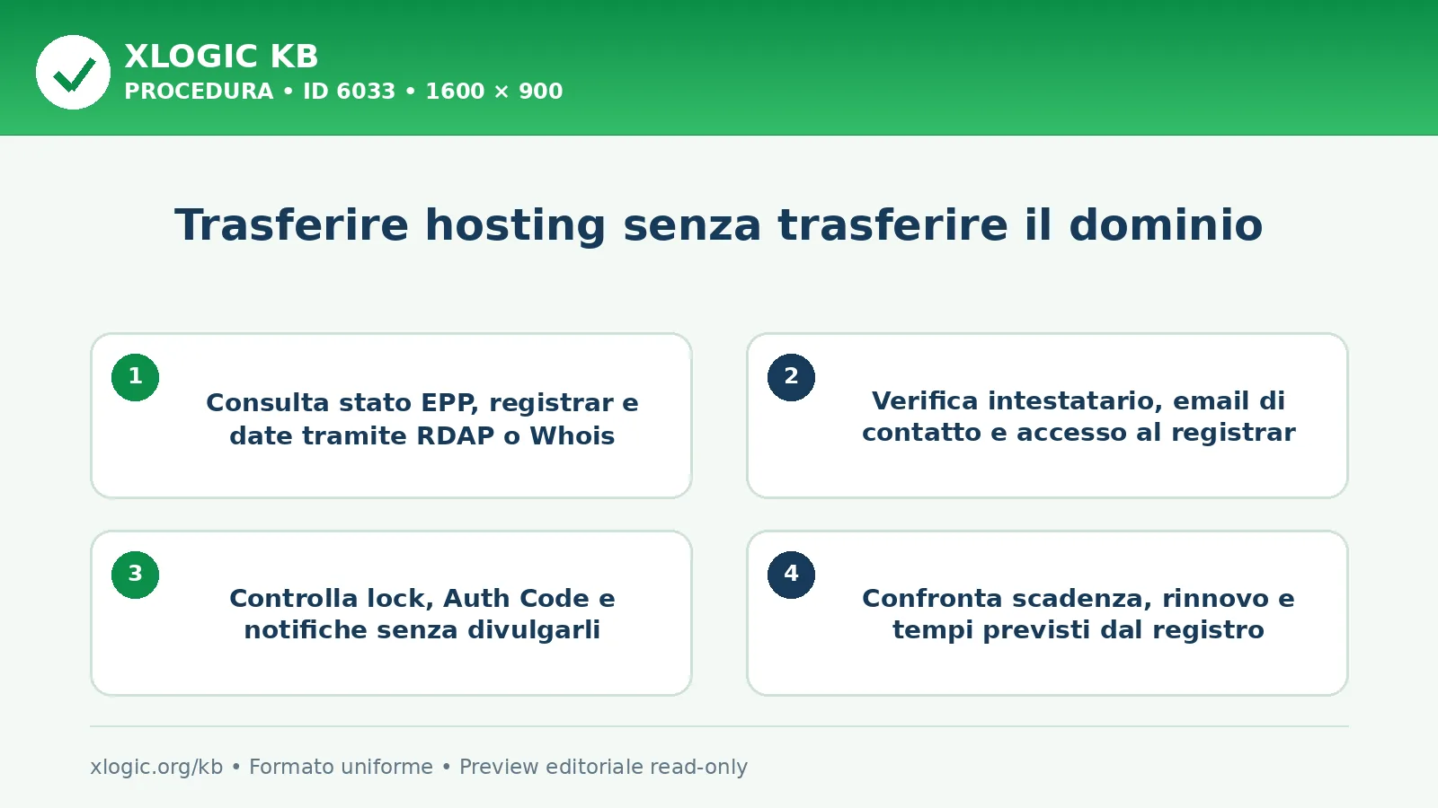 Trasferire hosting senza trasferire il dominio: procedura operativa
