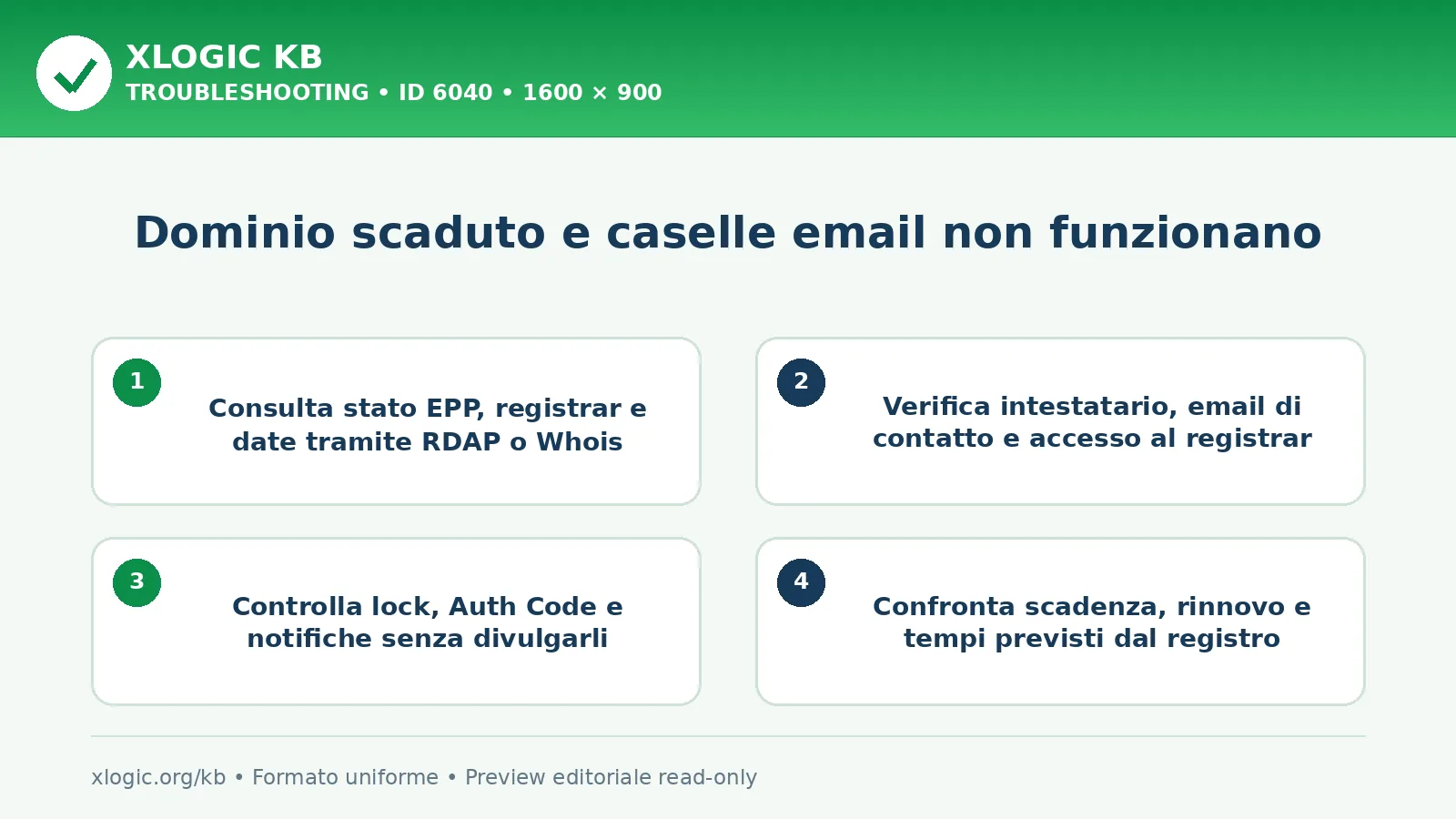 Dominio scaduto e caselle email non funzionano: controlli e correzione