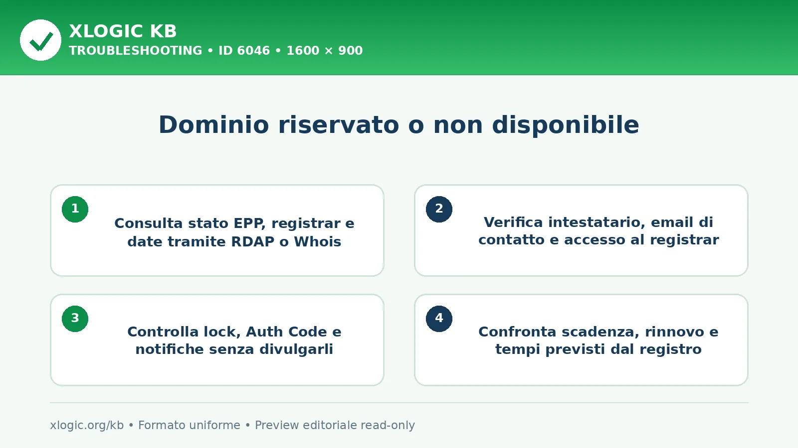 Dominio riservato o non disponibile: controlli e correzione