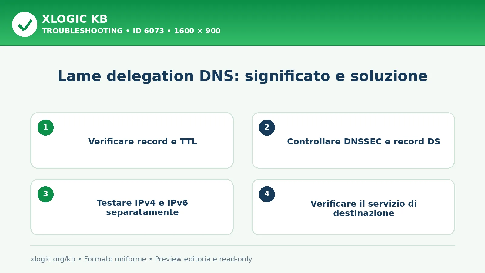 Lame delegation DNS: significato e soluzione: controlli e correzione