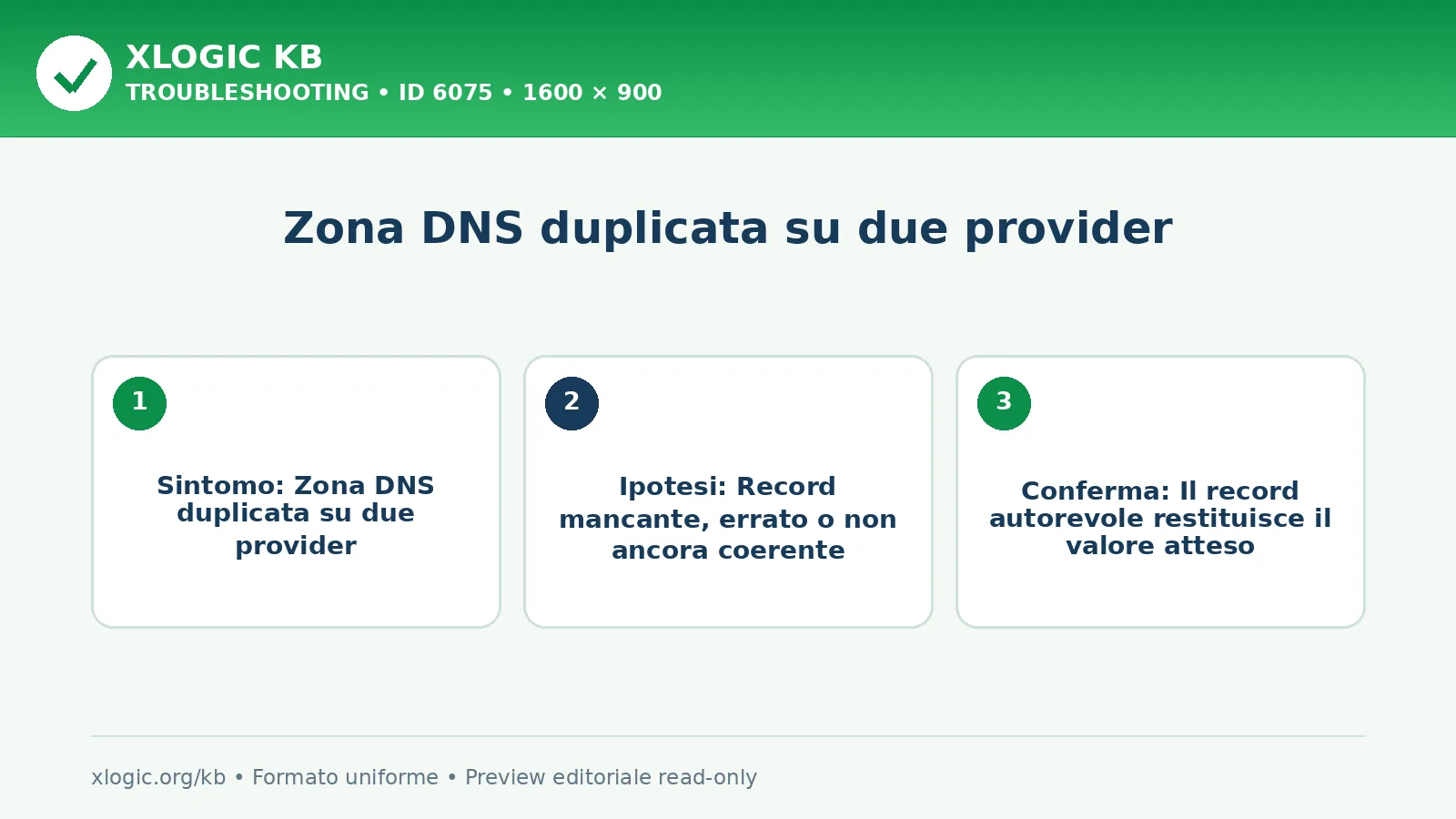 Zona DNS duplicata su due provider: sintomo, causa e verifica