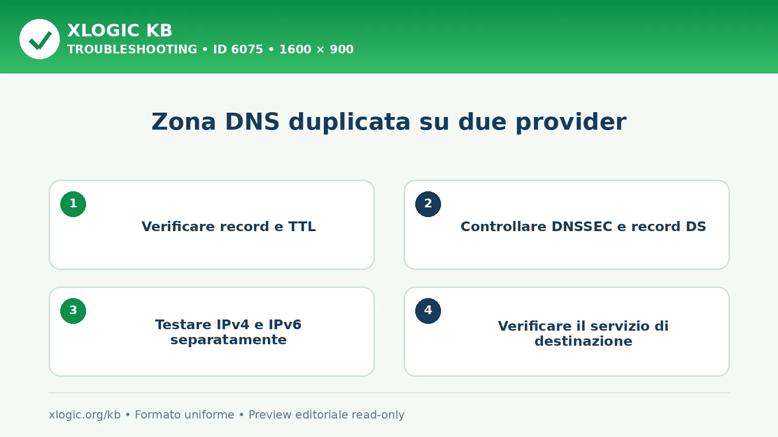 Zona DNS duplicata su due provider: controlli e correzione