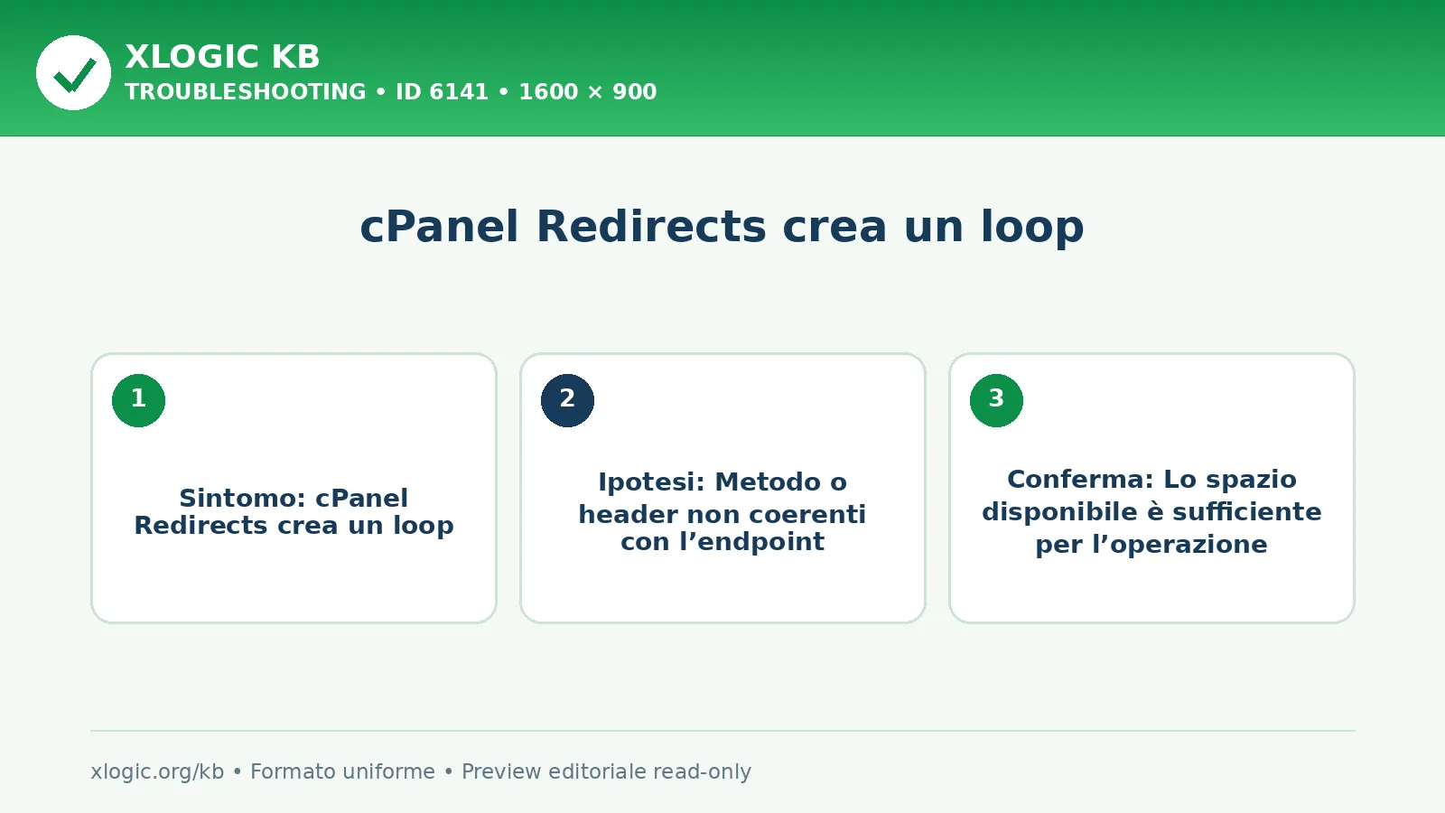 cPanel Redirects crea un loop: sintomo, causa e verifica