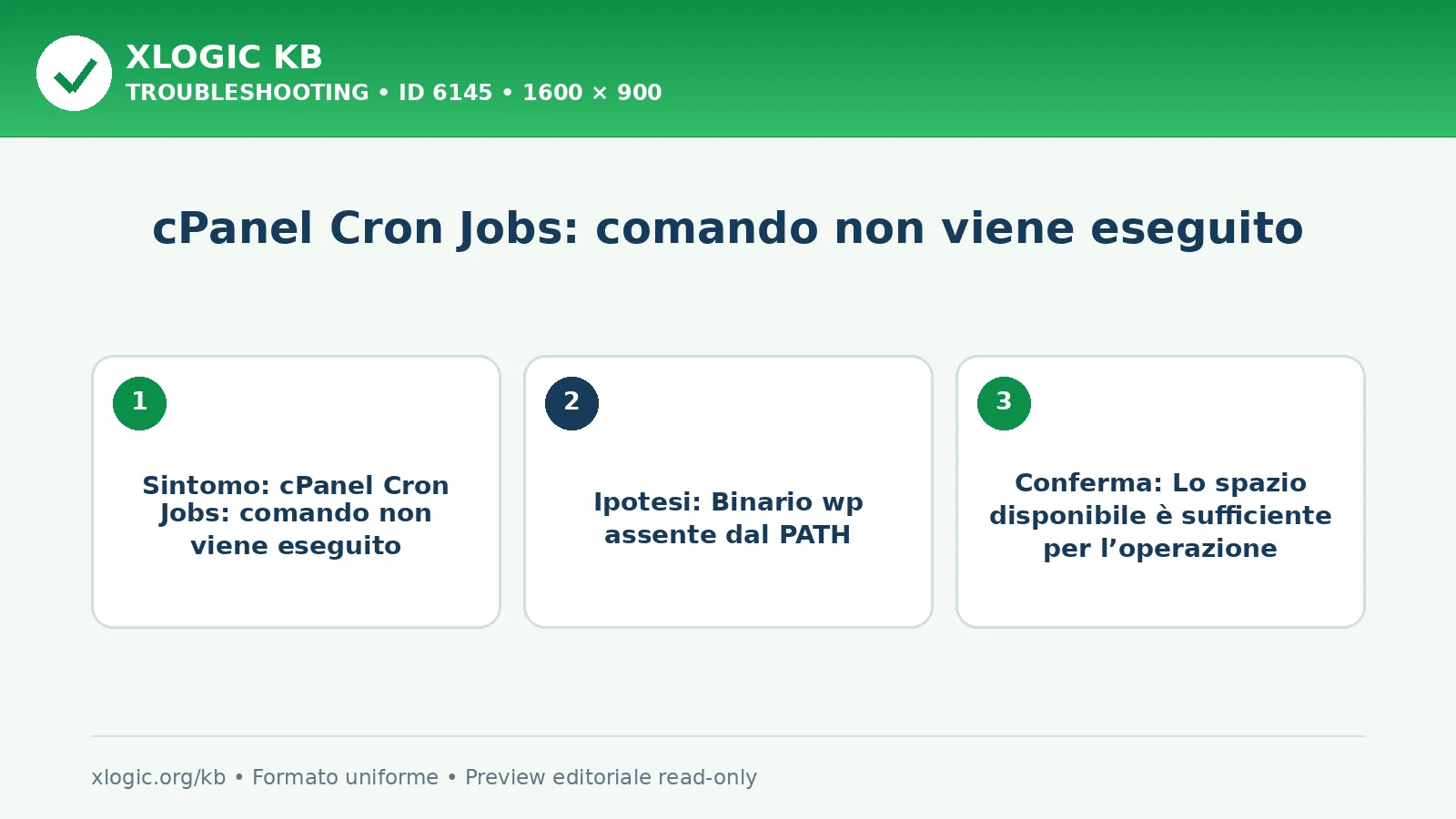 cPanel Cron Jobs: comando non viene eseguito: sintomo, causa e verifica