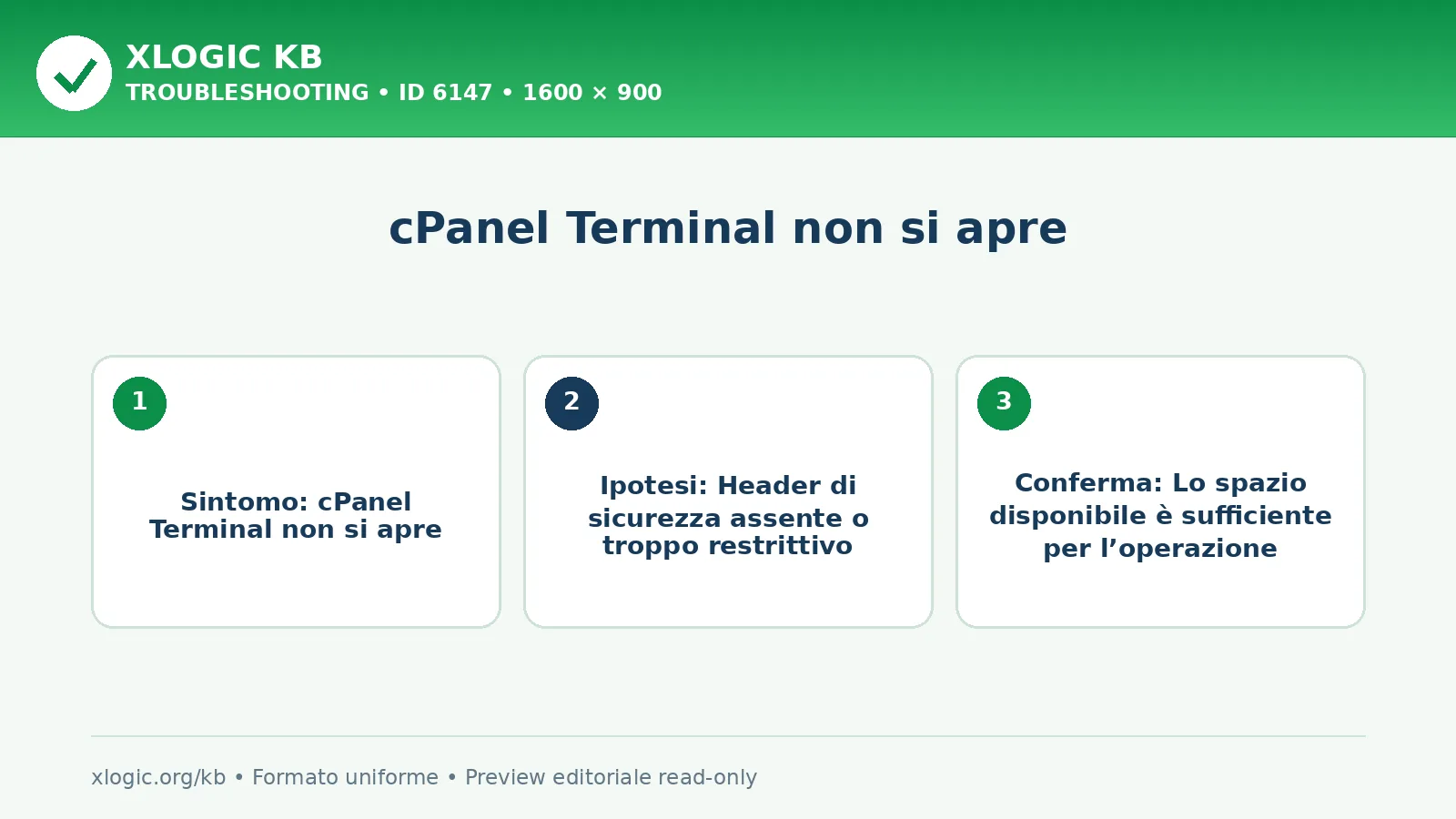 cPanel Terminal non si apre: sintomo, causa e verifica