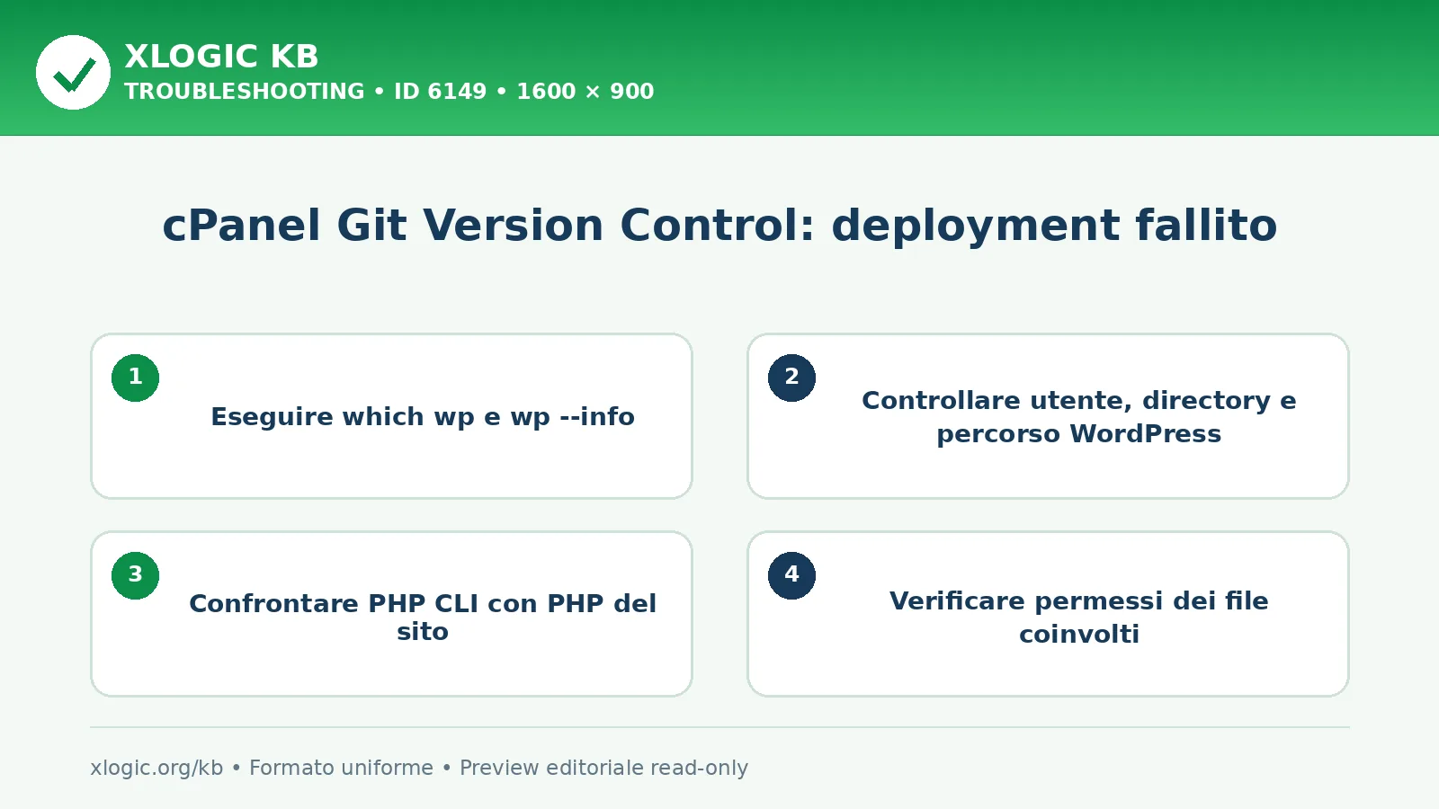 cPanel Git Version Control: deployment fallito: controlli e correzione