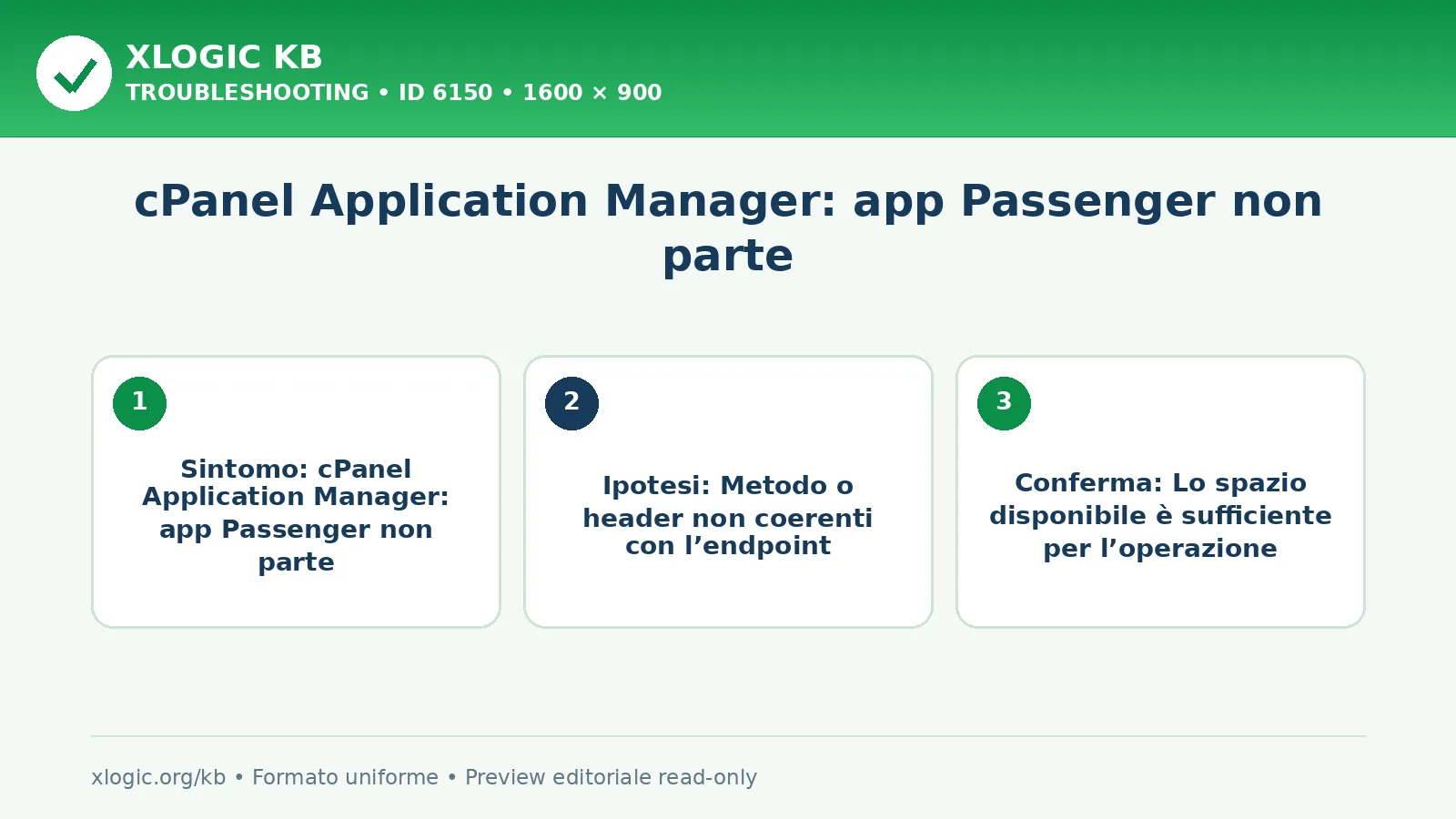 cPanel Application Manager: app Passenger non parte: sintomo, causa e verifica