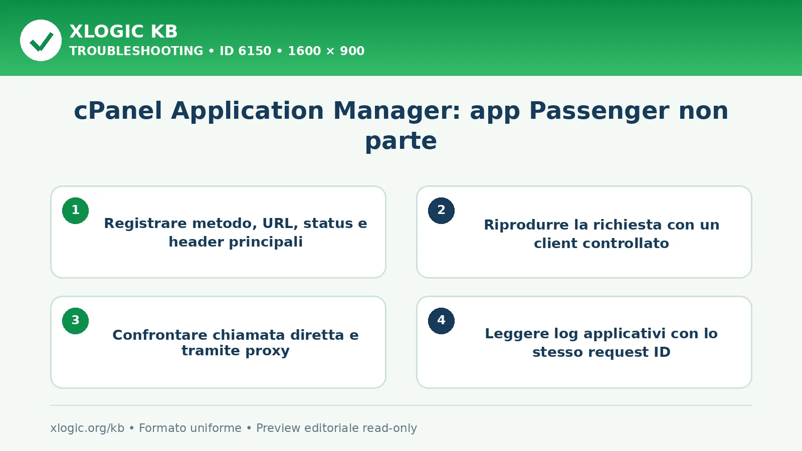cPanel Application Manager: app Passenger non parte: controlli e correzione