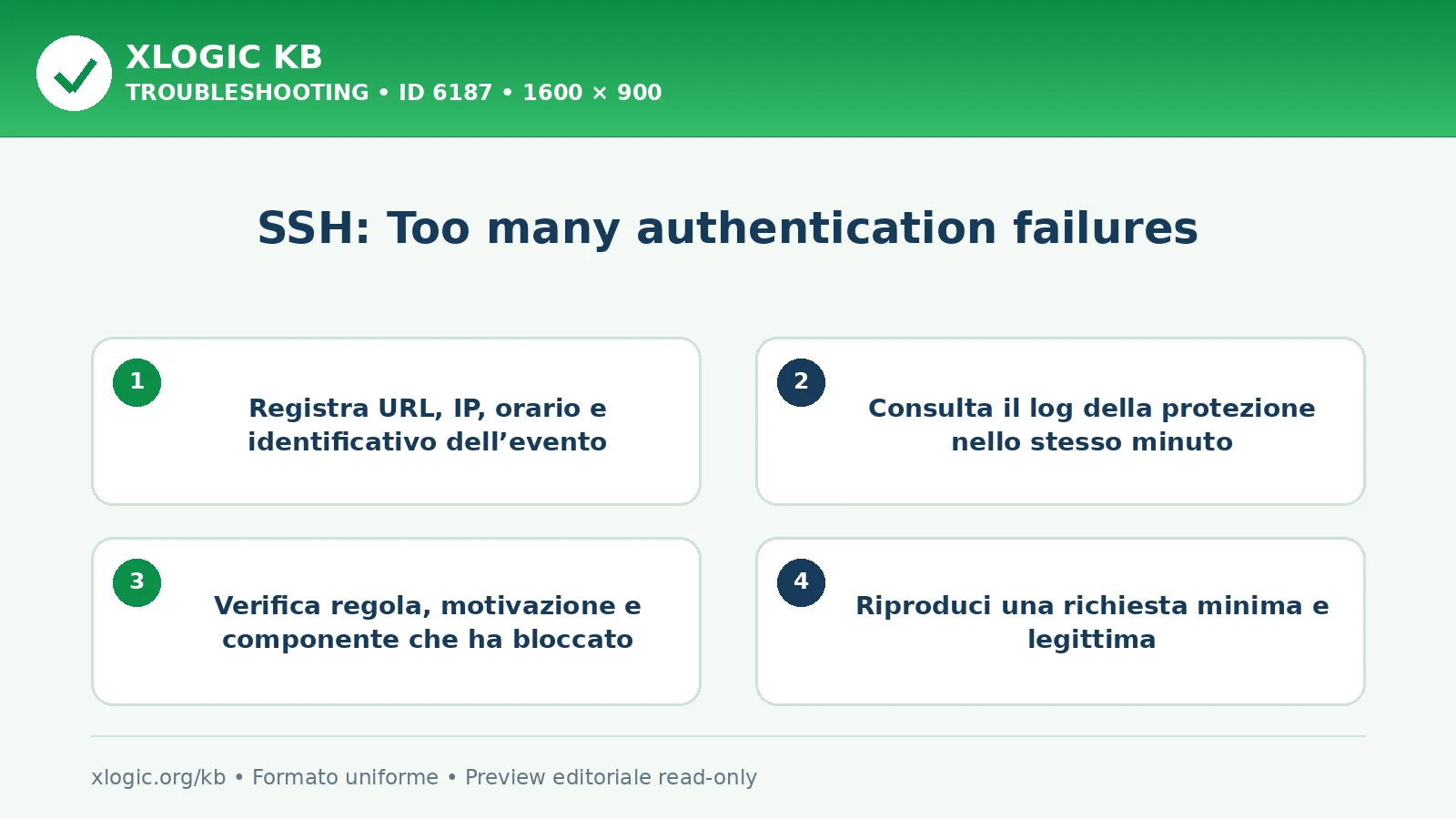 SSH: Too many authentication failures: controlli e correzione
