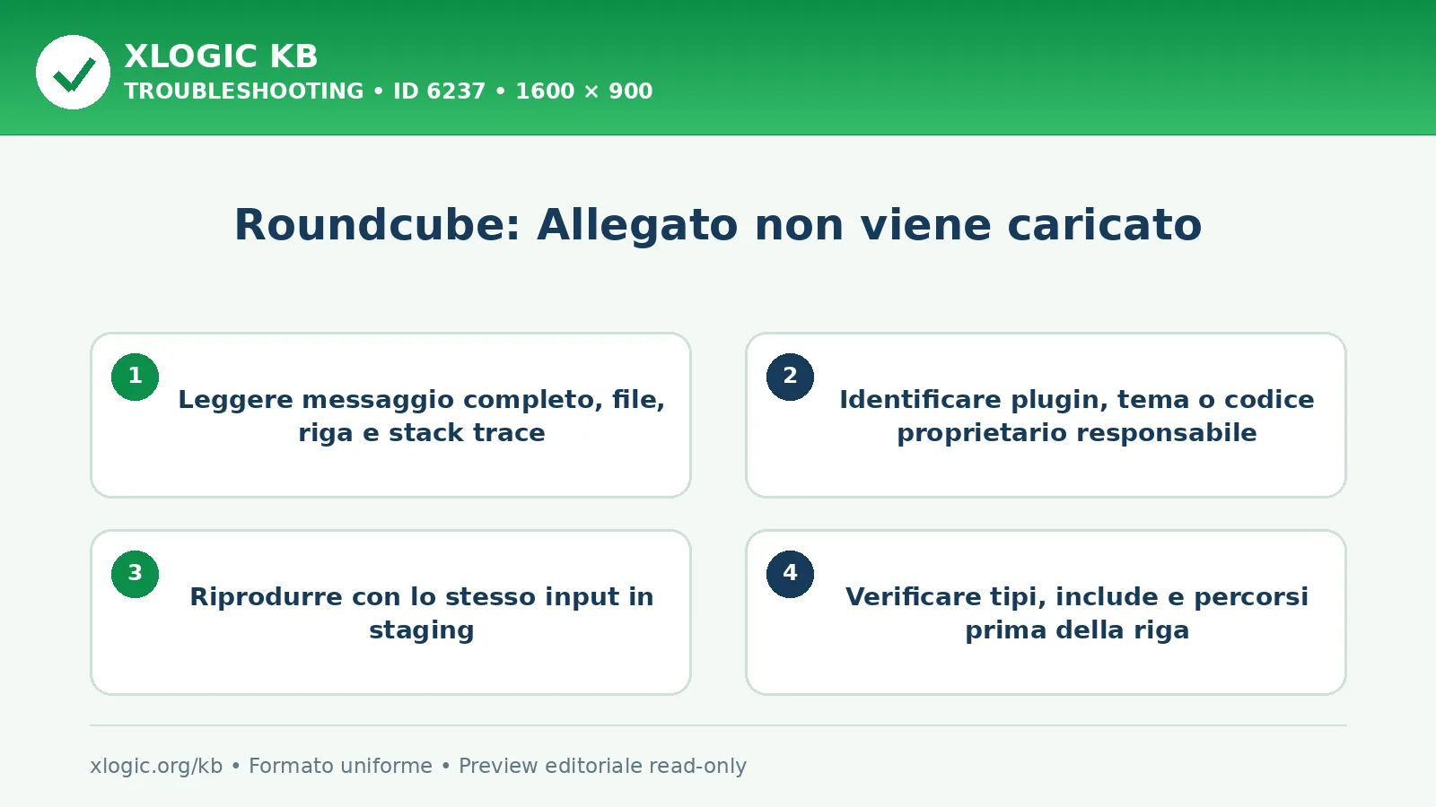Roundcube: Allegato non viene caricato: controlli e correzione