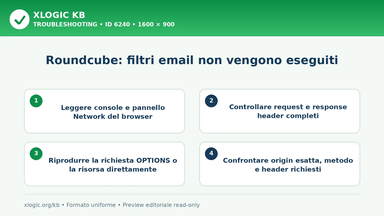 Roundcube: filtri email non vengono eseguiti: controlli e correzione