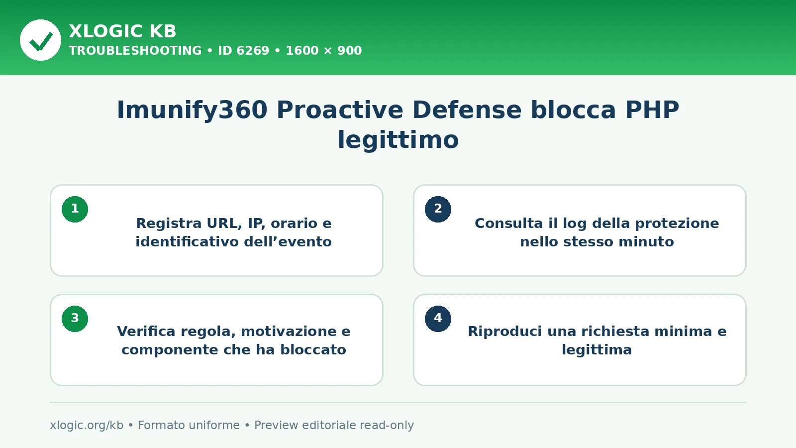 Imunify360 Proactive Defense blocca PHP legittimo: controlli e correzione