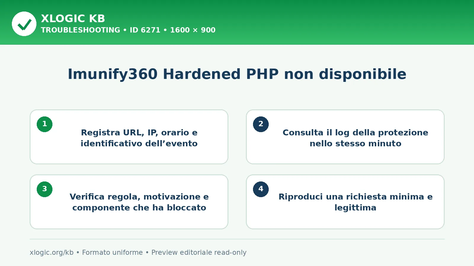 Imunify360 Hardened PHP non disponibile: controlli e correzione
