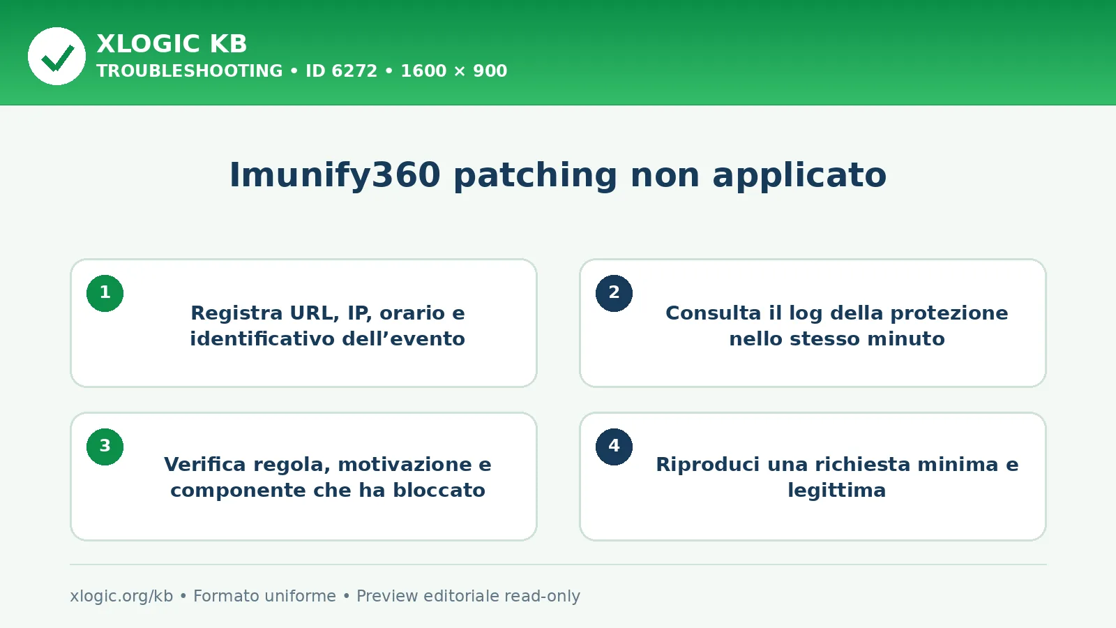 Imunify360 patching non applicato: controlli e correzione