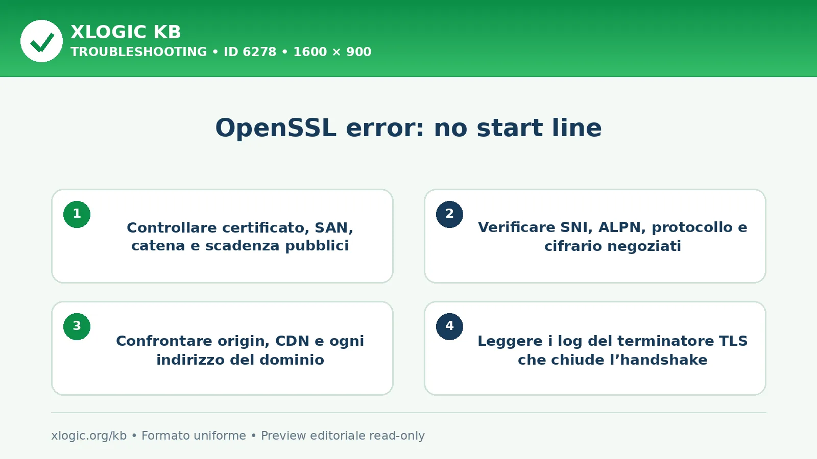 OpenSSL error: no start line: controlli e correzione