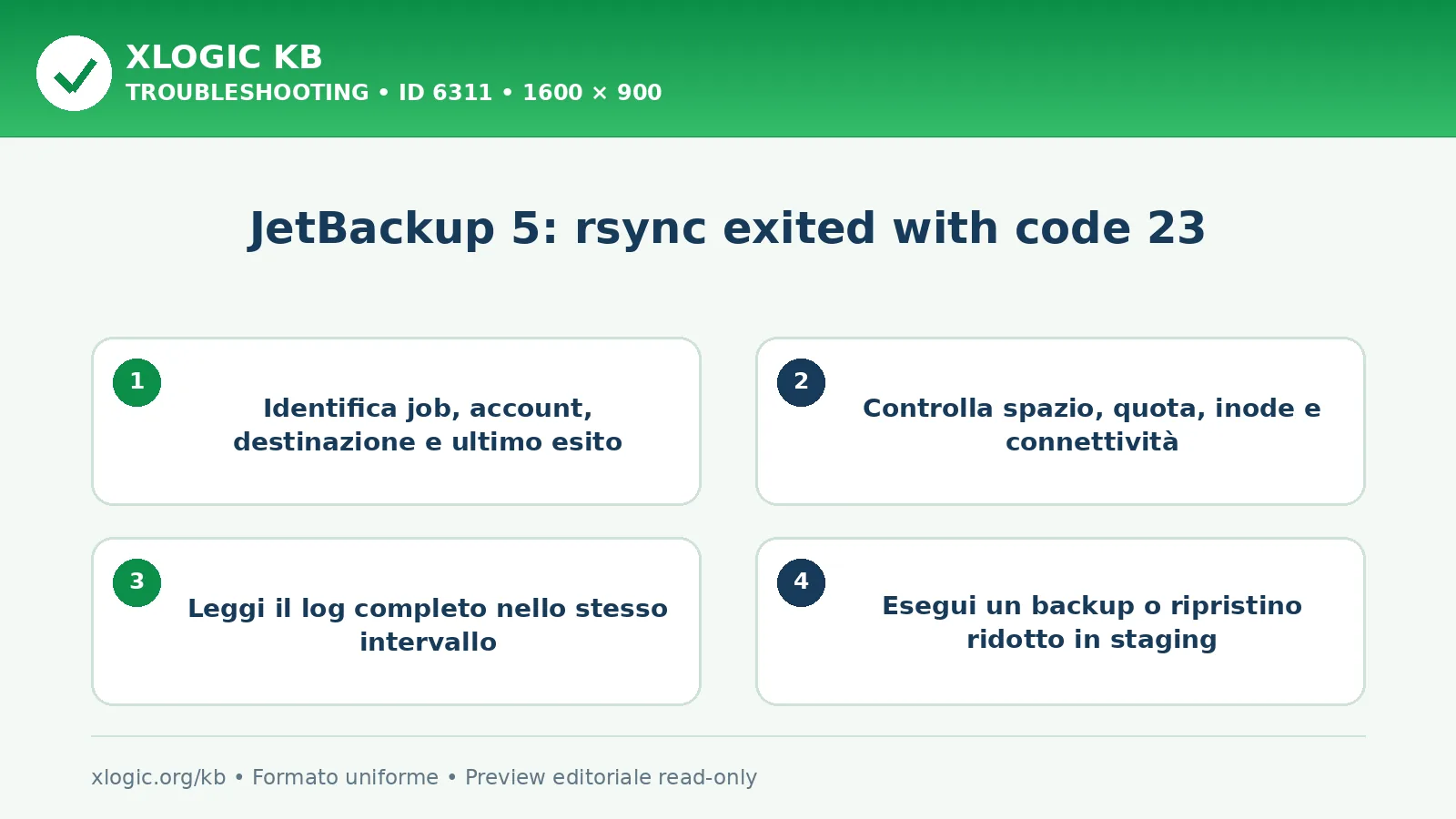 JetBackup 5: rsync exited with code 23: controlli e correzione