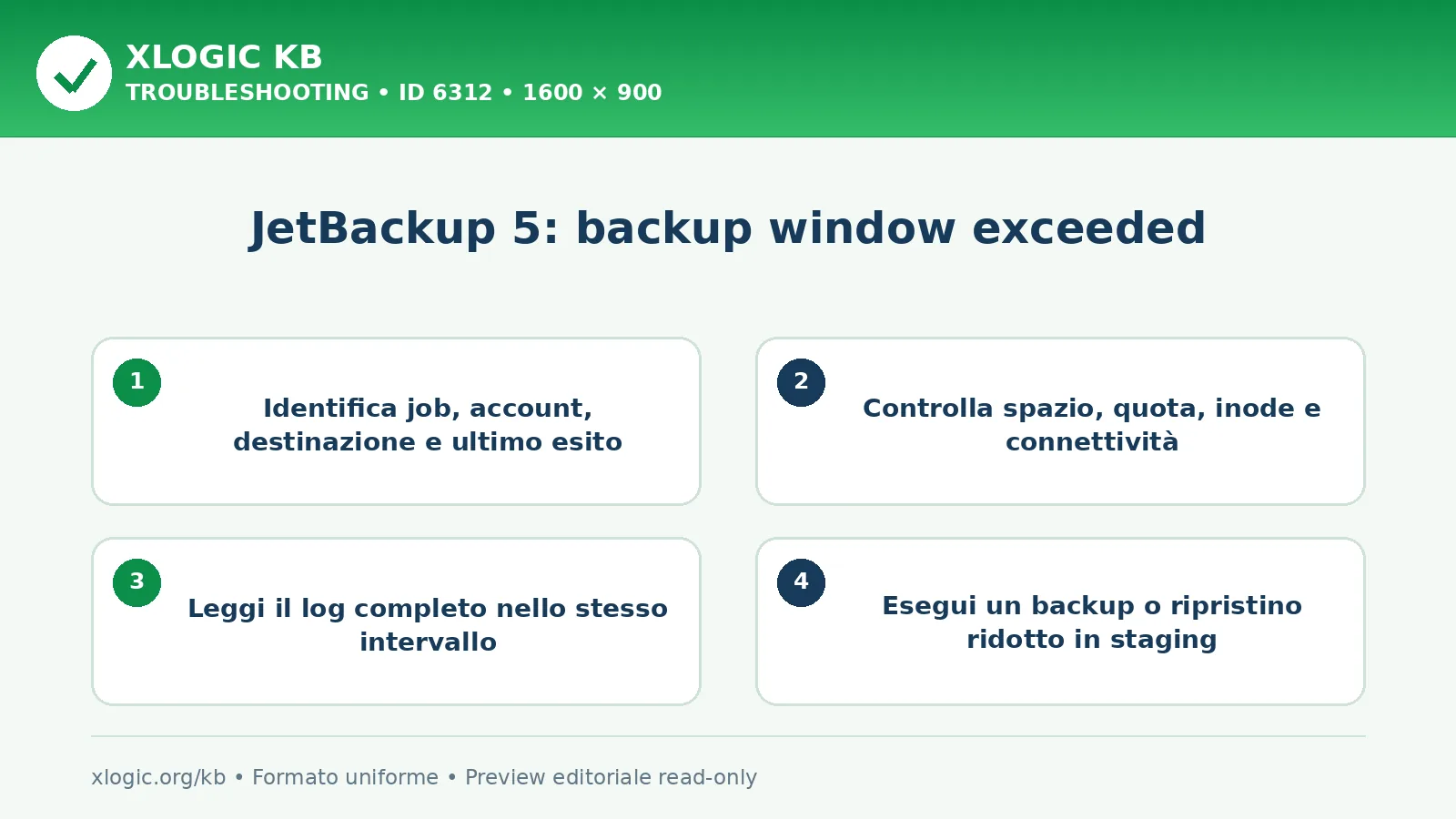 JetBackup 5: backup window exceeded: controlli e correzione