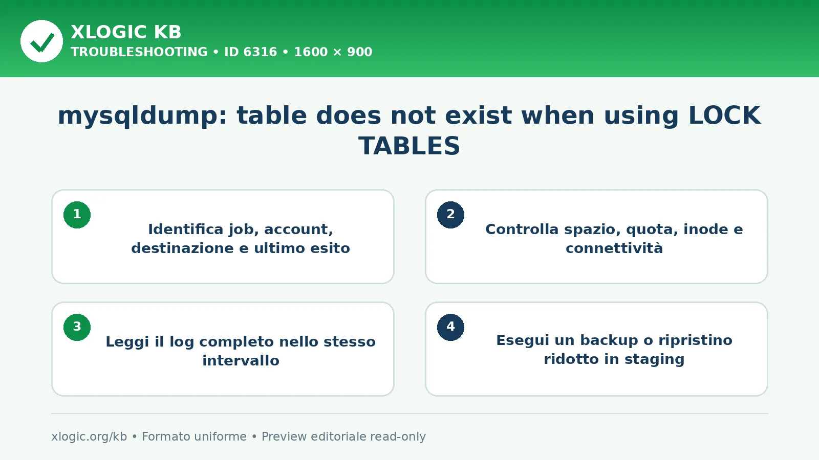 mysqldump: table does not exist when using LOCK TABLES: controlli e correzione