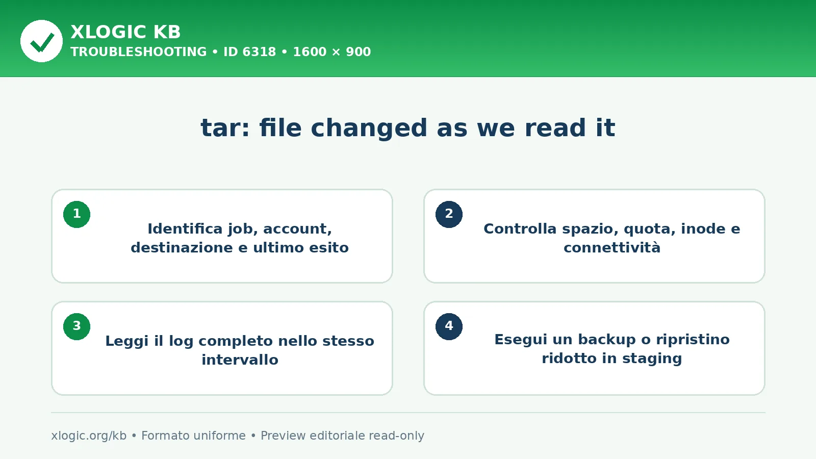 tar: file changed as we read it: controlli e correzione